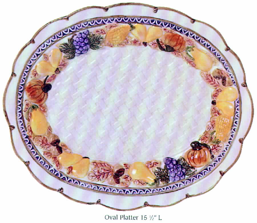 Harvest Time 15" Oval Serving Platter by Fitz & Floyd-1