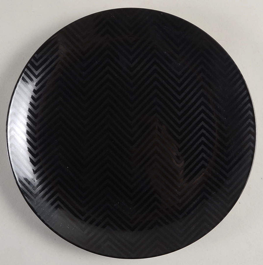 Herringbone (Black on Black) Salad Plate by Fitz & Floyd-1