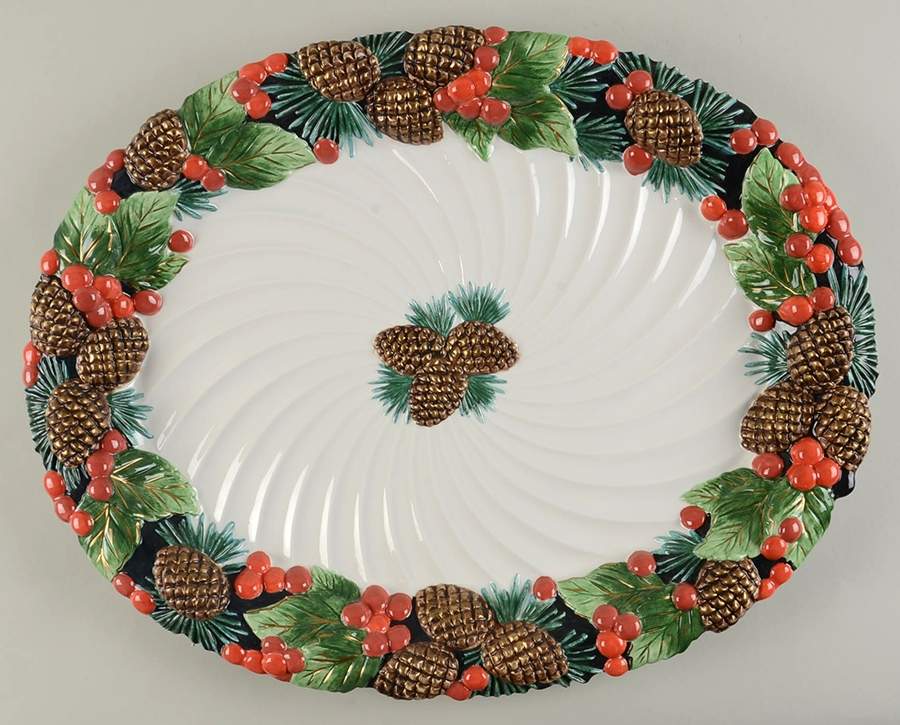 Holiday Pine 20" Oval Serving Platter by Fitz and Floyd-1