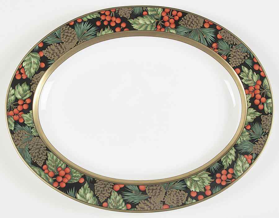 Holiday Pine 16" Oval Serving Platter by Fitz & Floyd-1