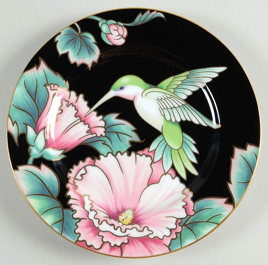 Hummingbird Black Salad Plate by Fitz & Floyd-1