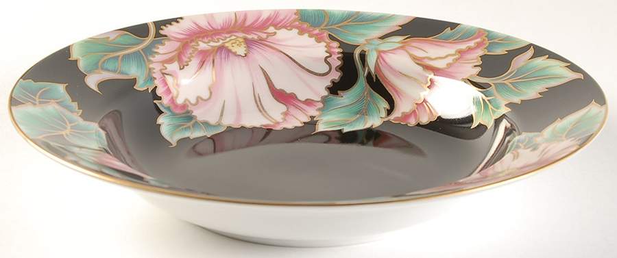 Hummingbird Black Large Rim Soup Bowl by Fitz and Floyd-1