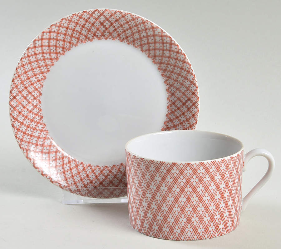 Japonaise Terra Cotta Flat Cup & Saucer Set by Fitz & Floyd-1