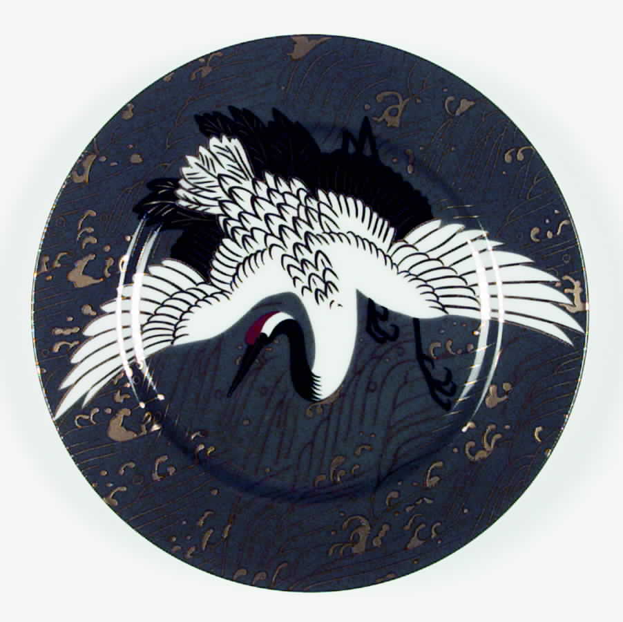 Kyoto Crane (Gray Background) Salad Plate by Fitz & Floyd-1