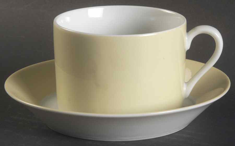 La Ronde Yellow Flat Cup & Saucer Set by Fitz and Floyd-1