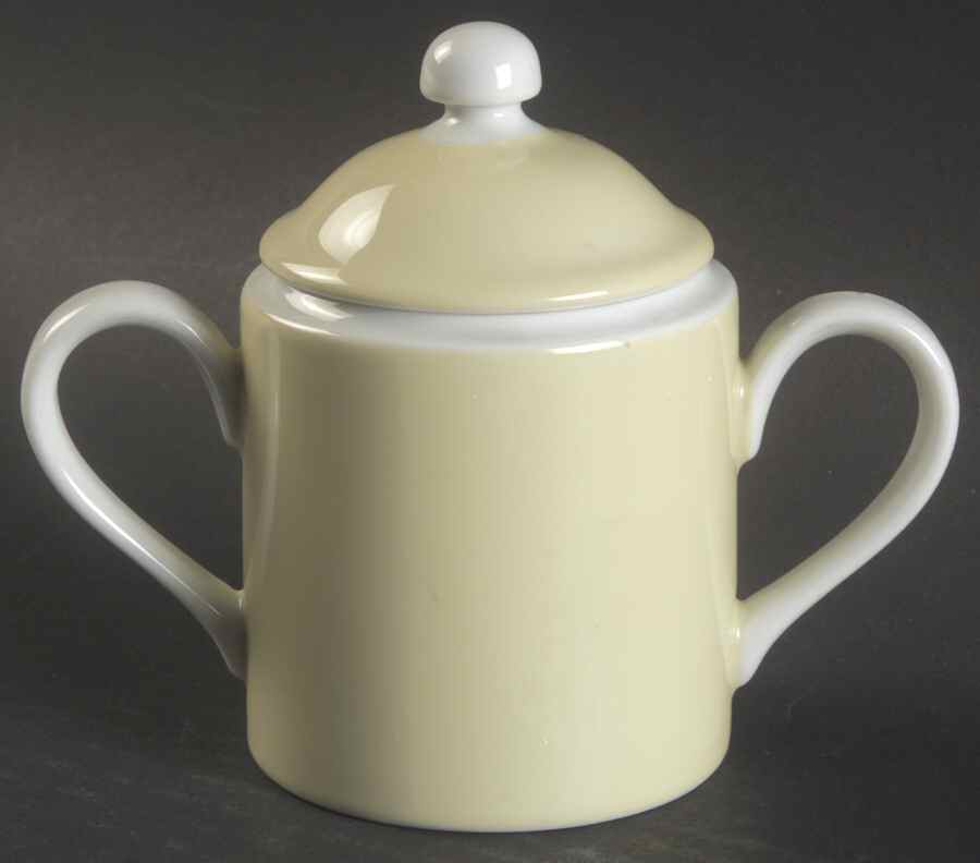 La Ronde Yellow Sugar Bowl & Lid by Fitz and Floyd-1