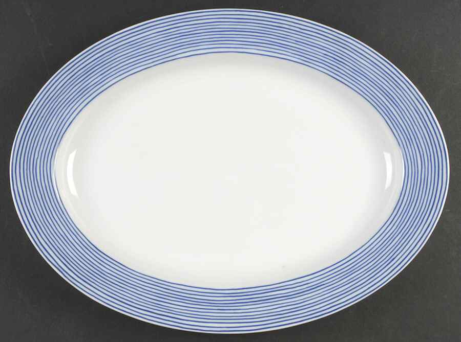Les Bands Blue 14" Oval Serving Platter by Fitz & Floyd-1