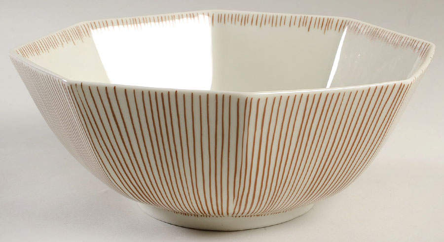 Les Bands Brown 8" Octagonal Vegetable Bowl by Fitz & Floyd-1