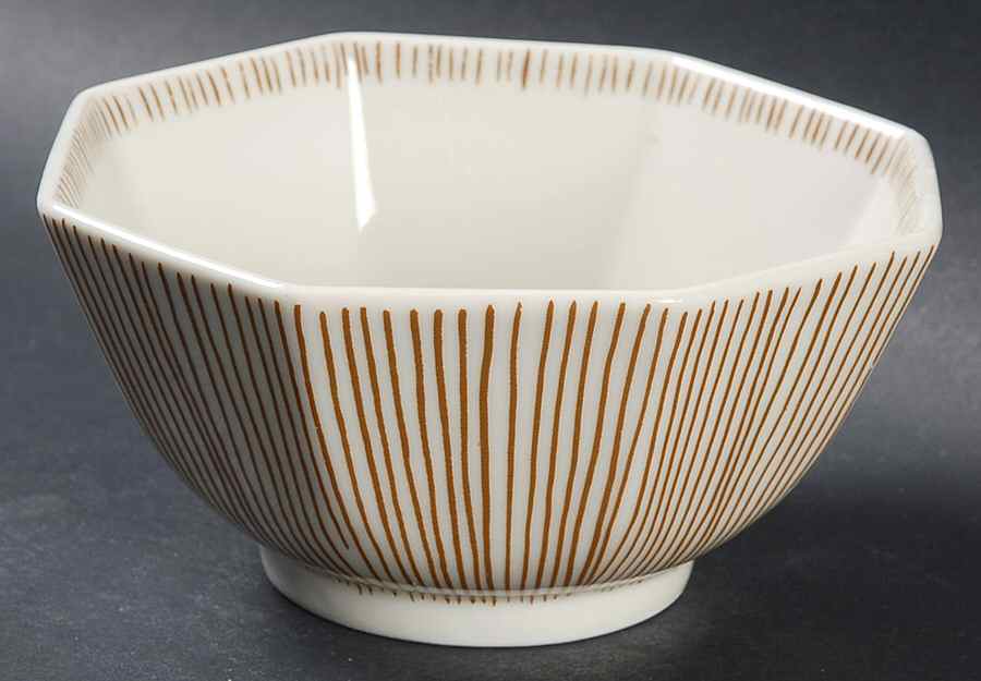 Les Bands Brown 5" Octagonal Vegetable Bowl by Fitz & Floyd-1