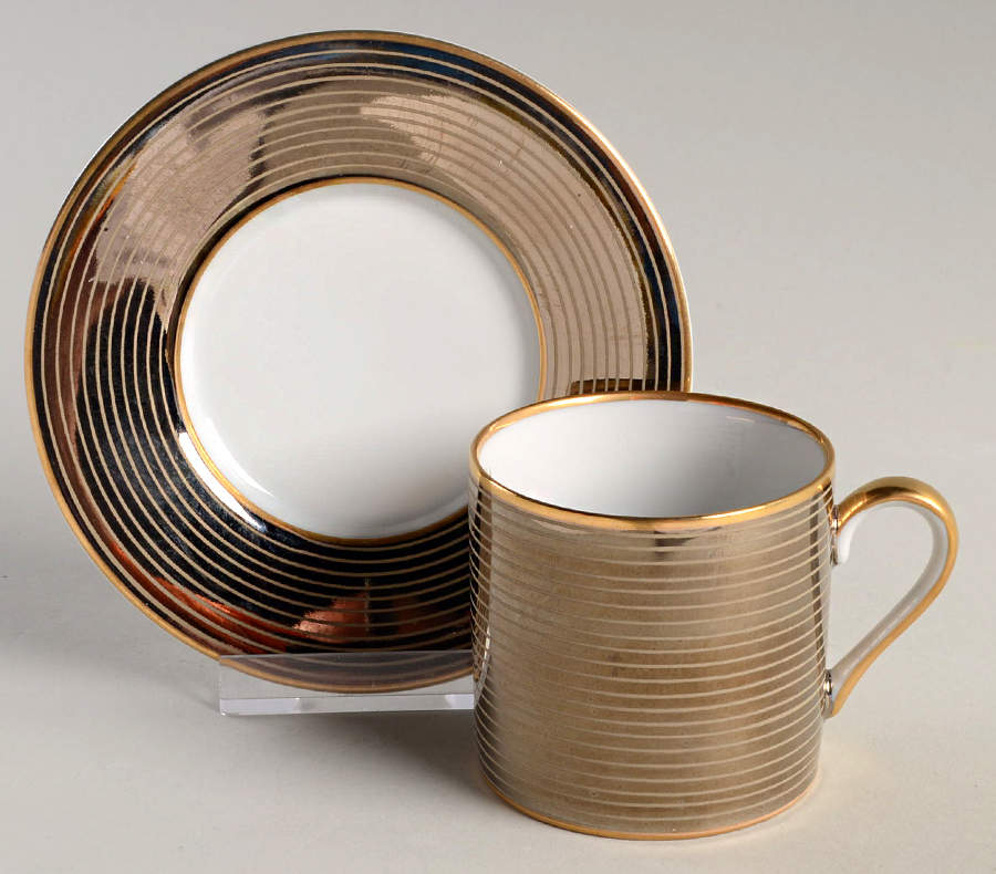 Les Bandes Platinees Flat Demitasse Cup & Saucer Set by Fitz & Floyd-1