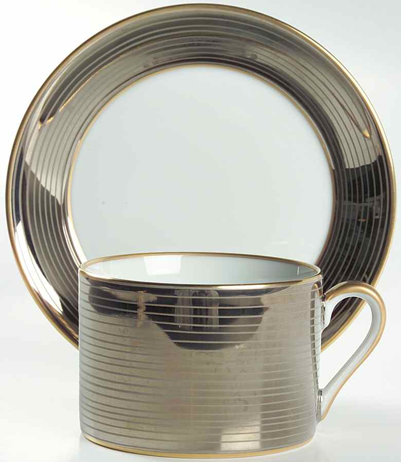 Les Bandes Platinees Flat Cup & Saucer Set by Fitz & Floyd-1
