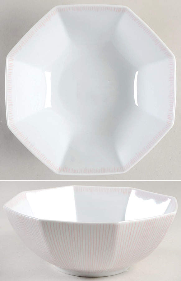 Les Bands Pink 9" Octagonal Vegetable Bowl by Fitz & Floyd-1