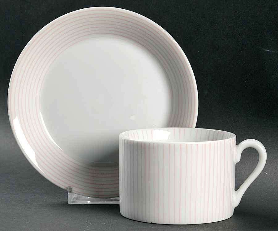 Les Bands Pink Flat Cup & Saucer Set by Fitz & Floyd-1