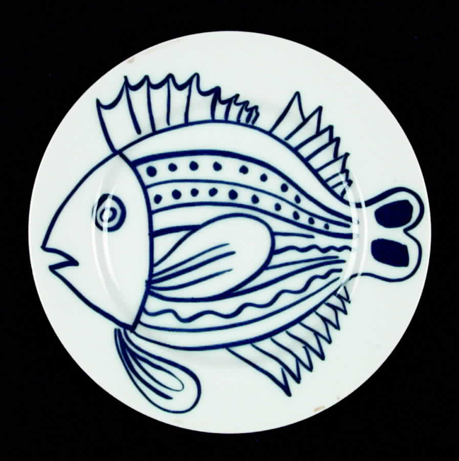 Les Fish Blue Salad Plate by Fitz & Floyd-1