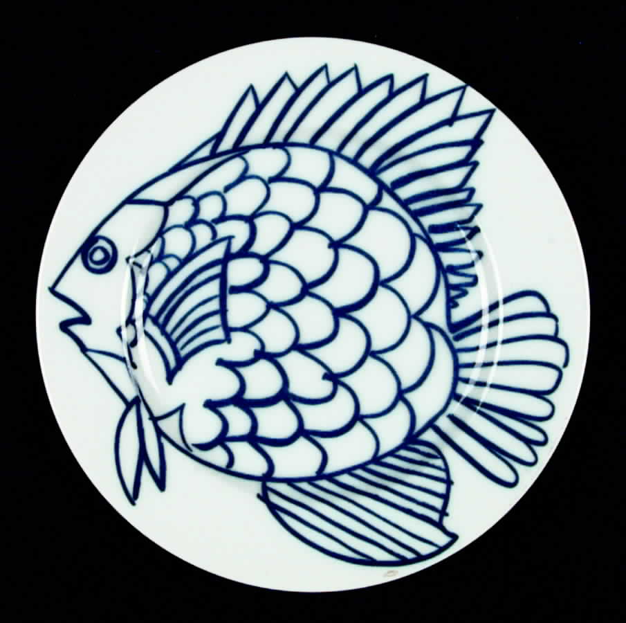 Les Fish Blue Salad Plate by Fitz & Floyd-1