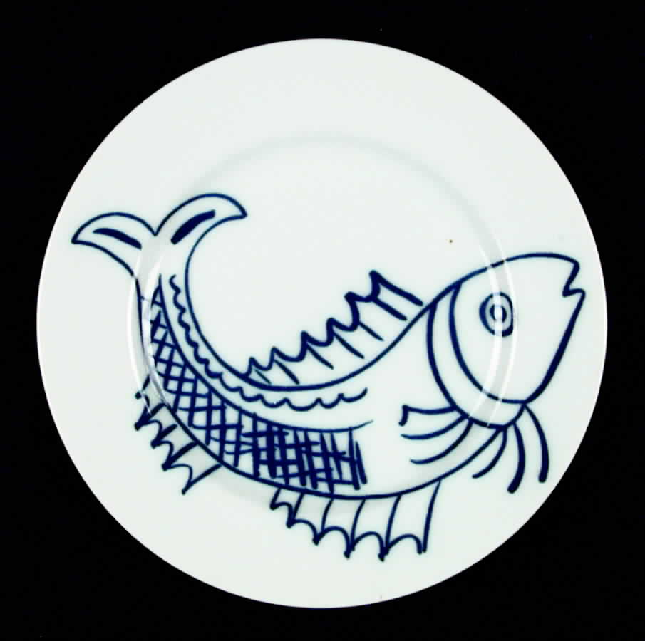 Les Fish Blue Salad Plate by Fitz & Floyd-1