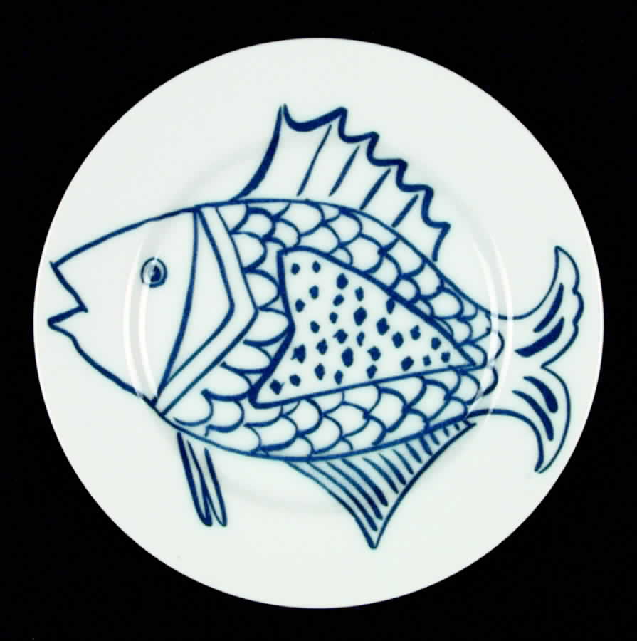 Les Fish Blue Salad Plate by Fitz & Floyd-1