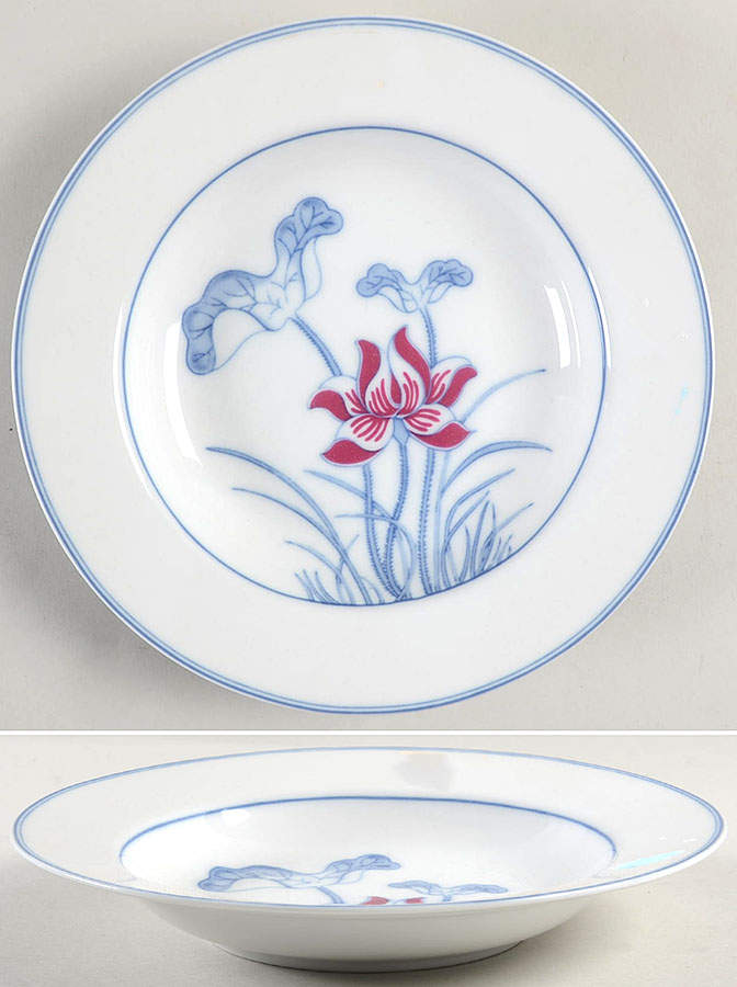 Lotus Bleu Rim Soup Bowl by Fitz & Floyd-1