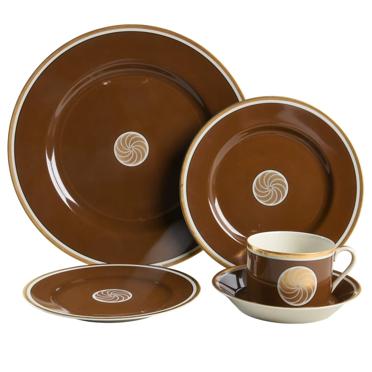 Medaillon d'Or Cognac (Medium Brown) 40 Piece Estate Set by Fitz & Floyd-1