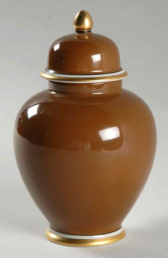 Medaillon d'Or Cognac (Medium Brown) Small Ginger Jar & Lid by Fitz & Floyd-1