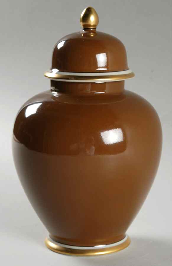 Medaillon d'Or Cognac (Medium Brown) Medium Ginger Jar & Lid by Fitz & Floyd-1