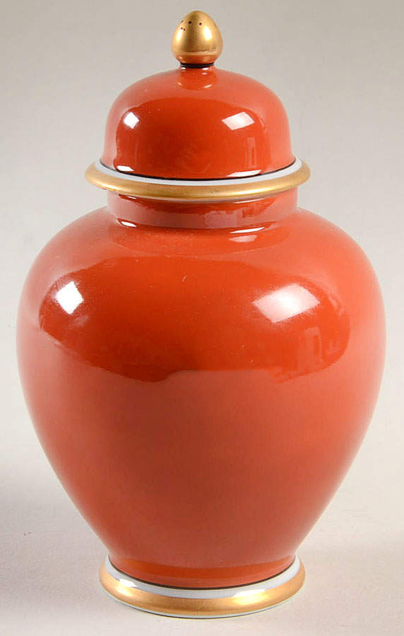 Medaillon d'Or Orange (Terra Cotta) Small Ginger Jar & Lid by Fitz & Floyd-1