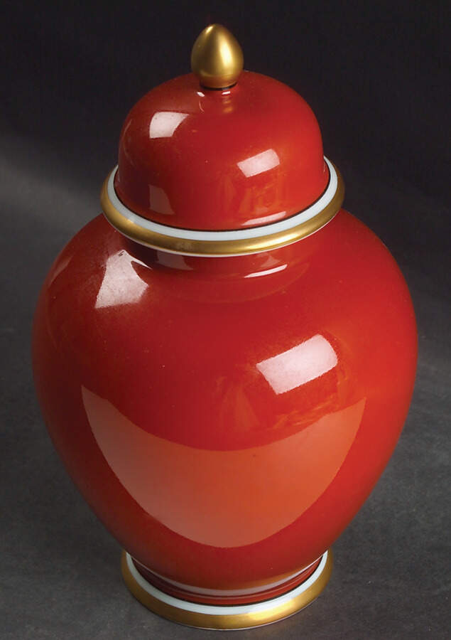 Medaillon d'Or Orange (Terra Cotta) Medium Ginger Jar & Lid by Fitz & Floyd-1