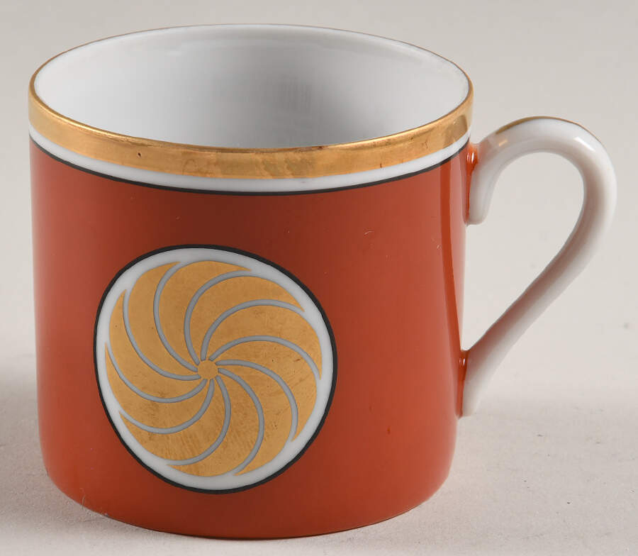 Medaillon d'Or Orange (Terra Cotta) Flat Demitasse Cup by Fitz & Floyd-1