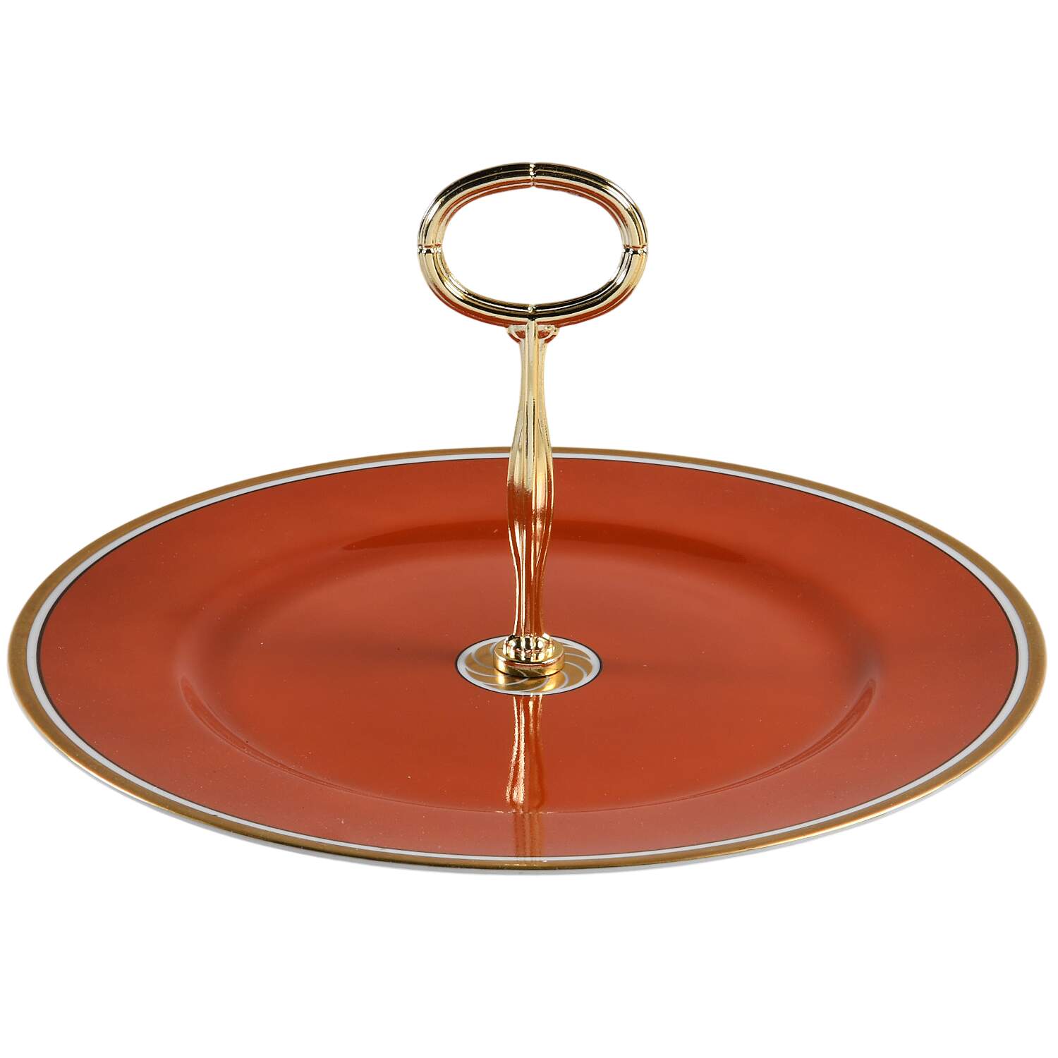 Medaillon d'Or Orange (Terra Cotta) Round Serving Plate with Center Handle (Dp) Hc by Fitz & Floyd-1