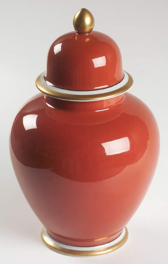 Medaillon d'Or Orange (Terra Cotta) Large Ginger Jar & Lid by Fitz & Floyd-1