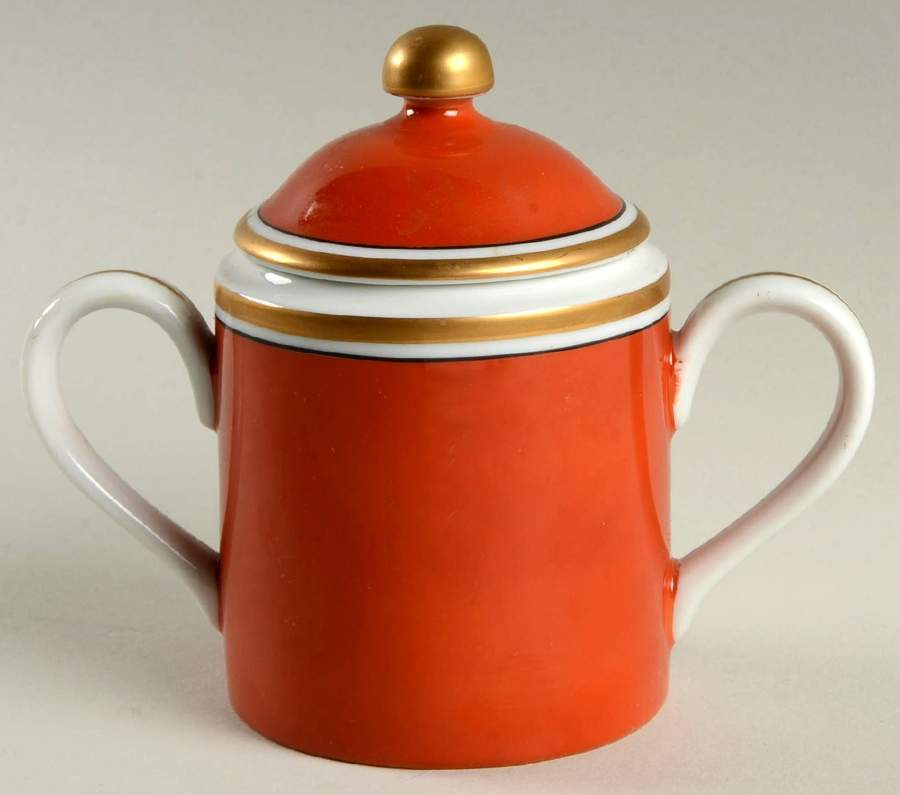 Medaillon d'Or Orange (Terra Cotta) Sugar Bowl & Lid by Fitz & Floyd-1