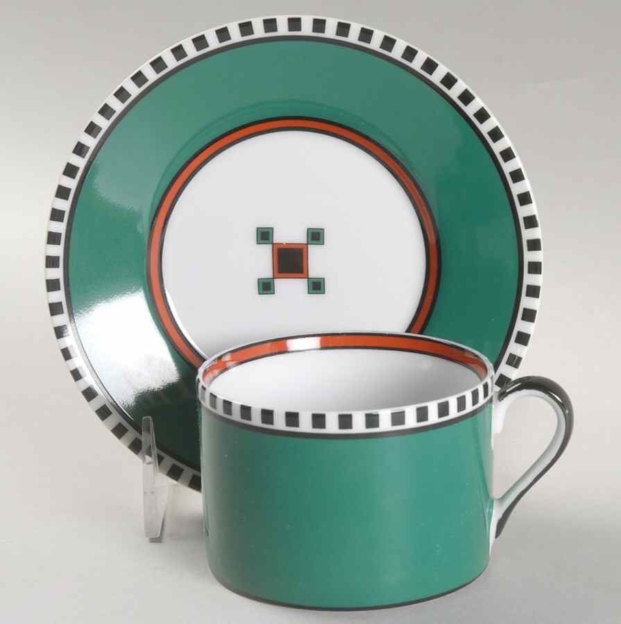 Mezzo Teal Green Flat Cup & Saucer Set by Fitz & Floyd-1