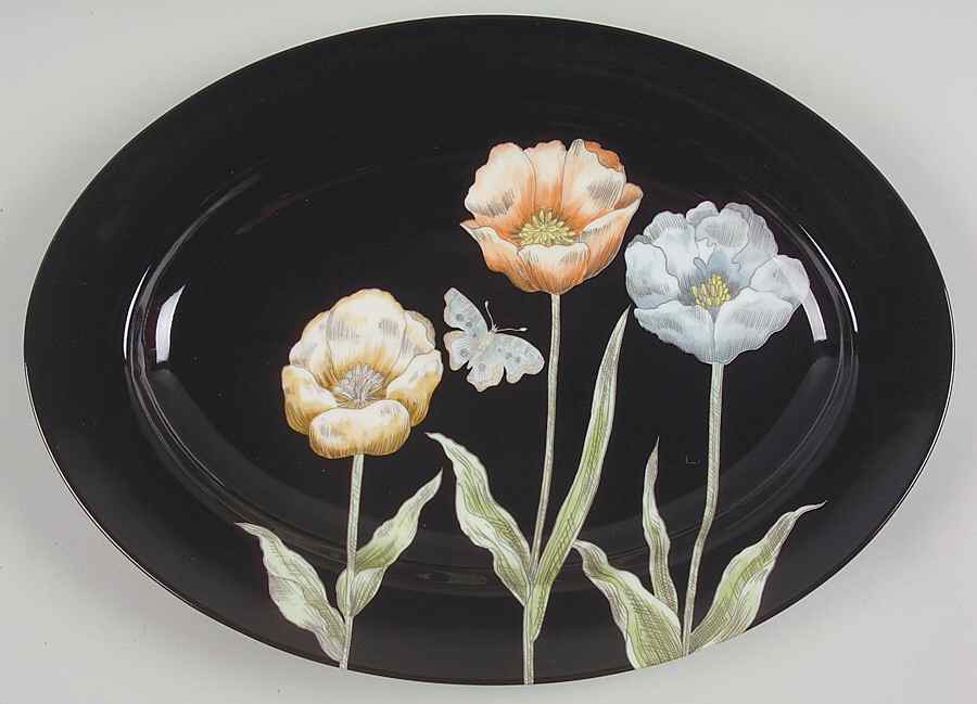 Midnight Poppy 14" Oval Serving Platter by Fitz & Floyd-1
