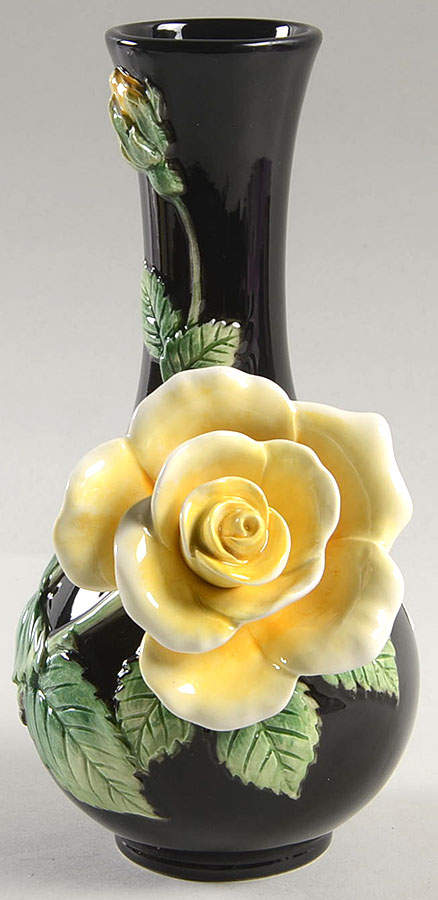 Midnight Rose (Yellow Rose) 7" Bud Vase by Fitz & Floyd-1