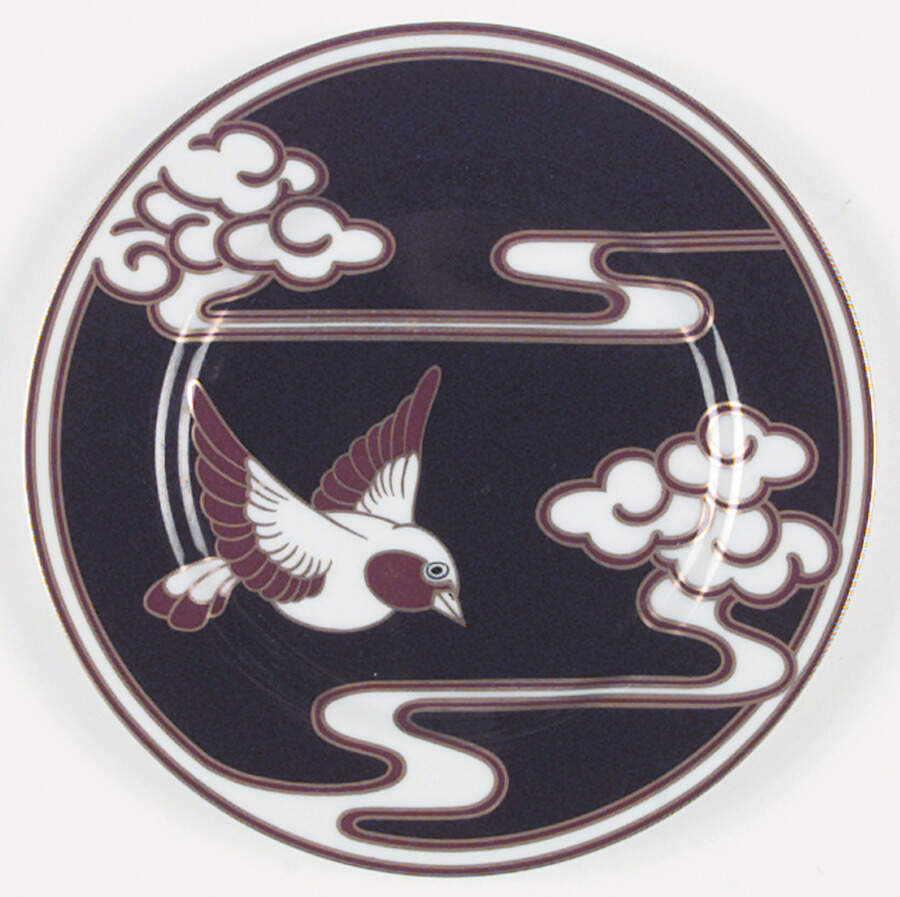 Mouchet d'Or (Red and Gold Bird on Black) Salad Plate by Fitz & Floyd-1