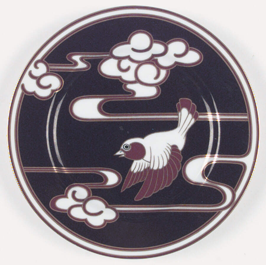 Mouchet d'Or (Red and Gold Bird on Black) Salad Plate by Fitz & Floyd-1