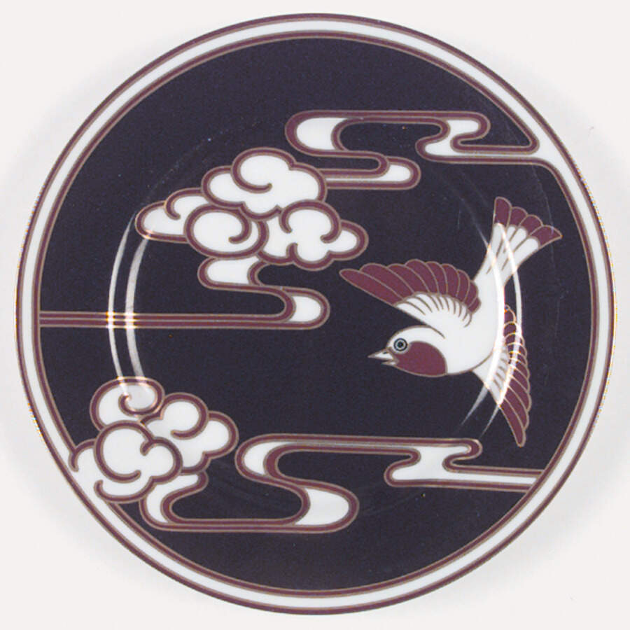 Mouchet d'Or (Red and Gold Bird on Black) Salad Plate by Fitz & Floyd-1