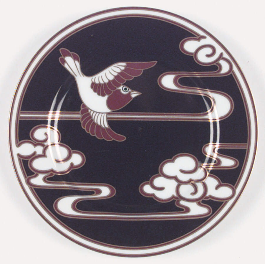 Mouchet d'Or (Red and Gold Bird on Black) Salad Plate by Fitz & Floyd-1