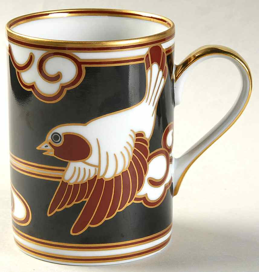 Mouchet d'Or (Red and Gold Bird on Black) Mug by Fitz & Floyd-1