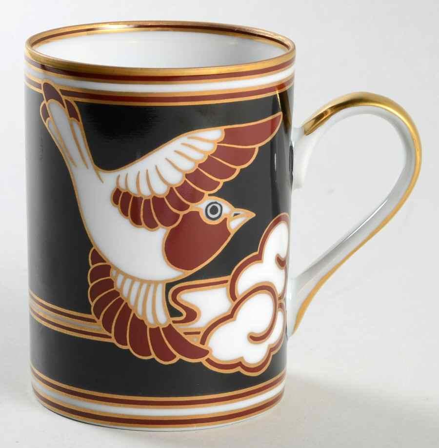 Mouchet d'Or (Red and Gold Bird on Black) Mug by Fitz & Floyd-1