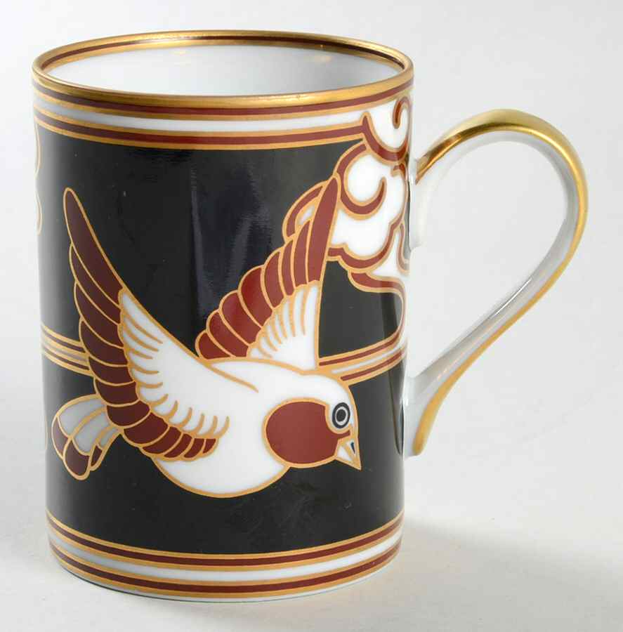 Mouchet d'Or (Red and Gold Bird on Black) Mug by Fitz & Floyd-1