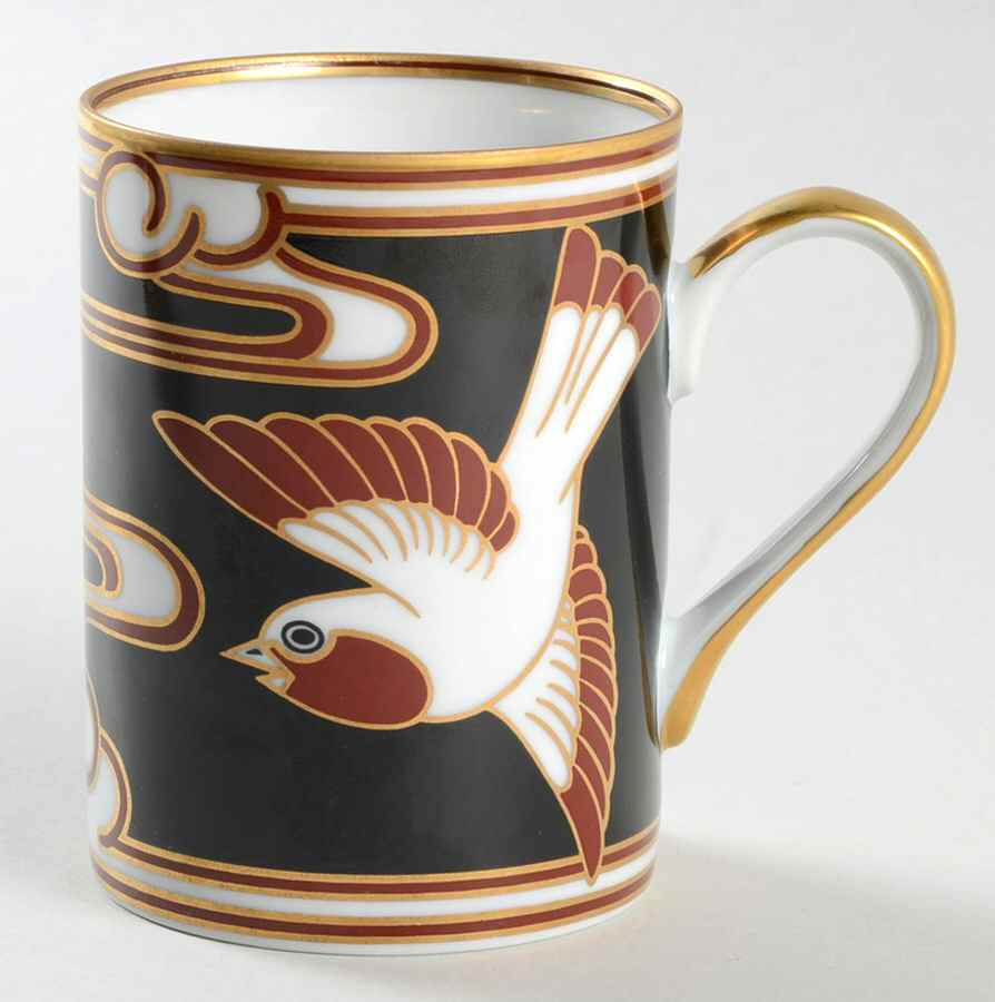 Mouchet d'Or (Red and Gold Bird on Black) Mug by Fitz & Floyd-1