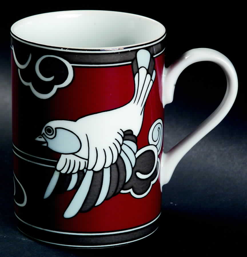Mouchet d'Argent (Gray and White Bird on Cinnamon) Mug by Fitz & Floyd-1