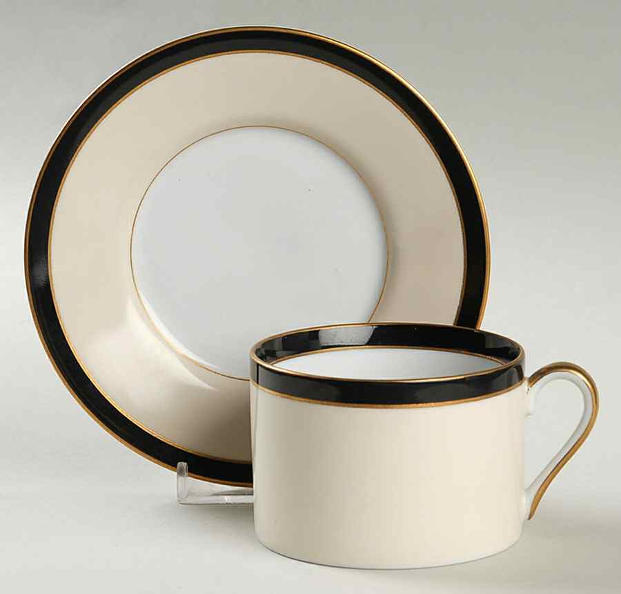 Montmartre Black Flat Cup & Saucer Set by Fitz & Floyd-1