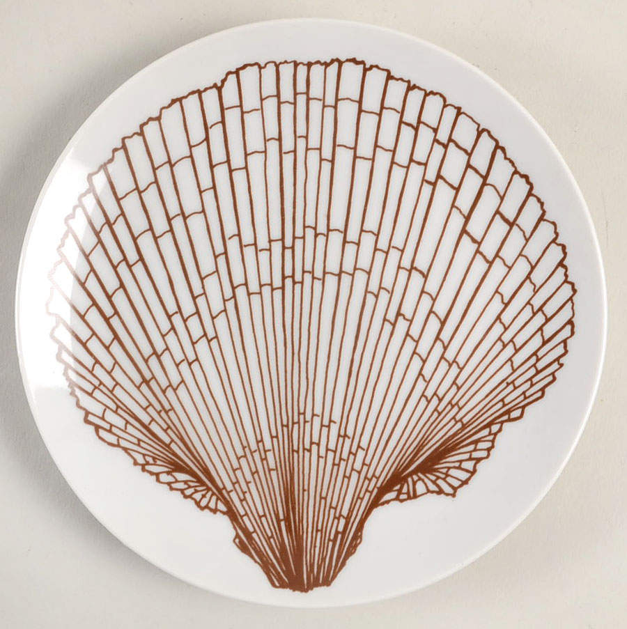 Monotone Shell Brown Bread & Butter Plate by Fitz & Floyd-1
