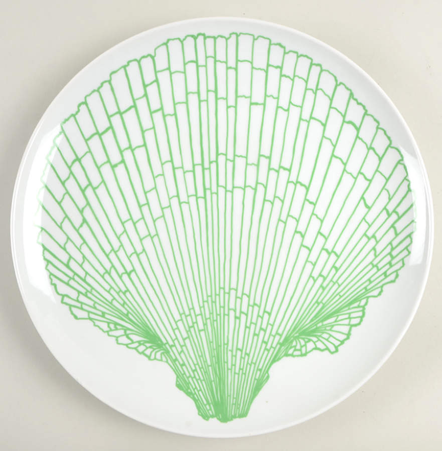 Monotone Shell Green 12" Chop Plate (Round Platter) by Fitz and Floyd-1