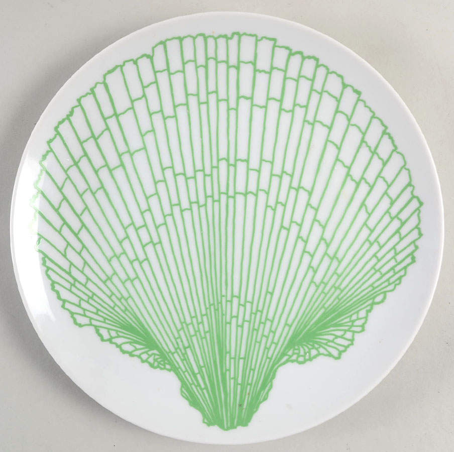 Monotone Shell Green Luncheon Plate by Fitz and Floyd-1