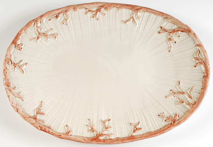 Oceana (Pink Coral Edge) 18" Oval Serving Platter by Fitz & Floyd-1