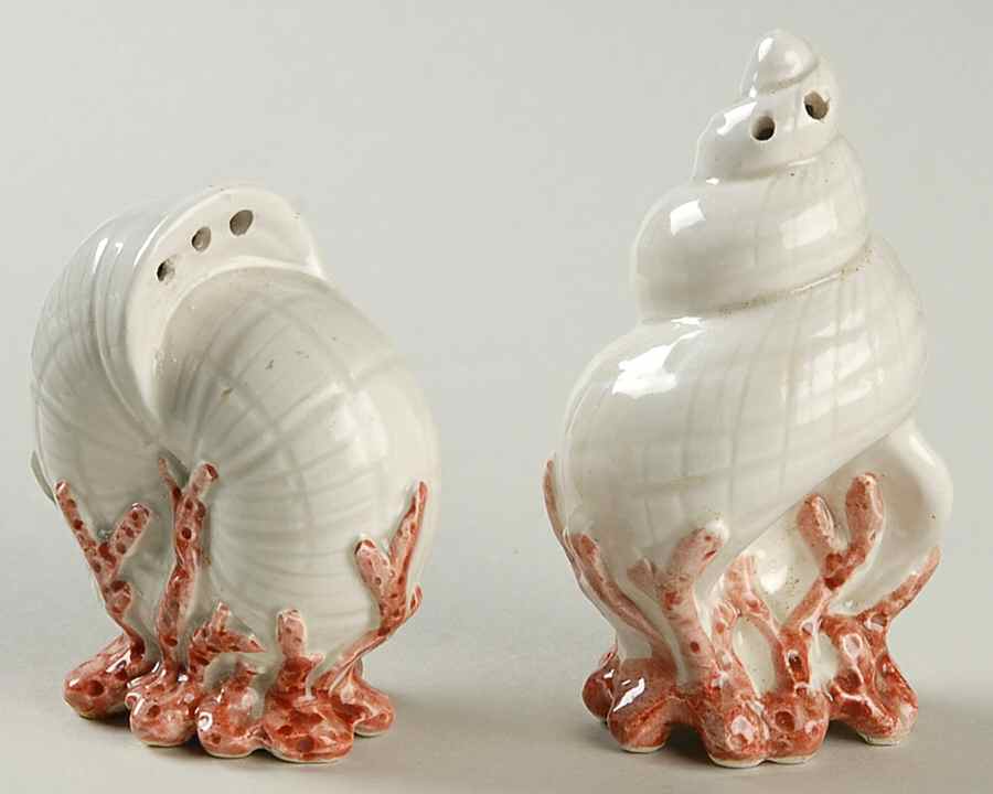 Oceana (Pink Coral Edge) Figural Salt & Pepper Set by Fitz & Floyd-1