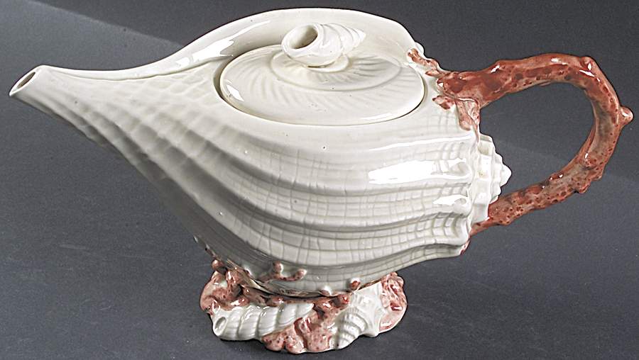 Oceana (Pink Coral Edge) Teapot & Lid by Fitz & Floyd-1